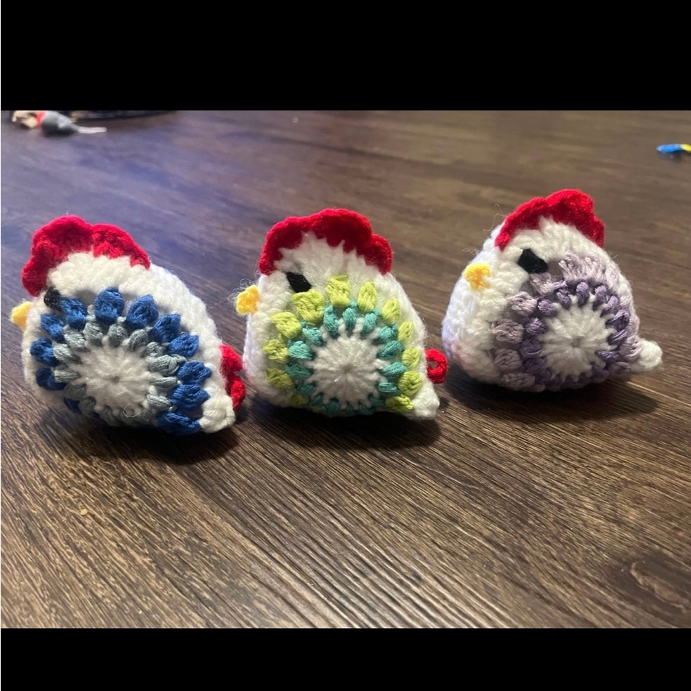 Crochet Chicken Trio Decor